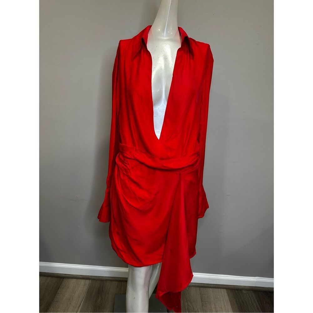 NWT GAUGE81 Gravia Silk Draped Mini Dress Scarlet Red Size 40(US8) $630_12
